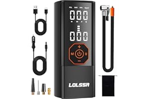 LOLSSA Tire Inflator Portable Air Compressor-180PSI Air Pump for Car Tires-Cordless Tire Pump with Pressure Gauge, Cigarette Lighter Plug for Motorcycle, Bike, Ball, Dual-Use Type