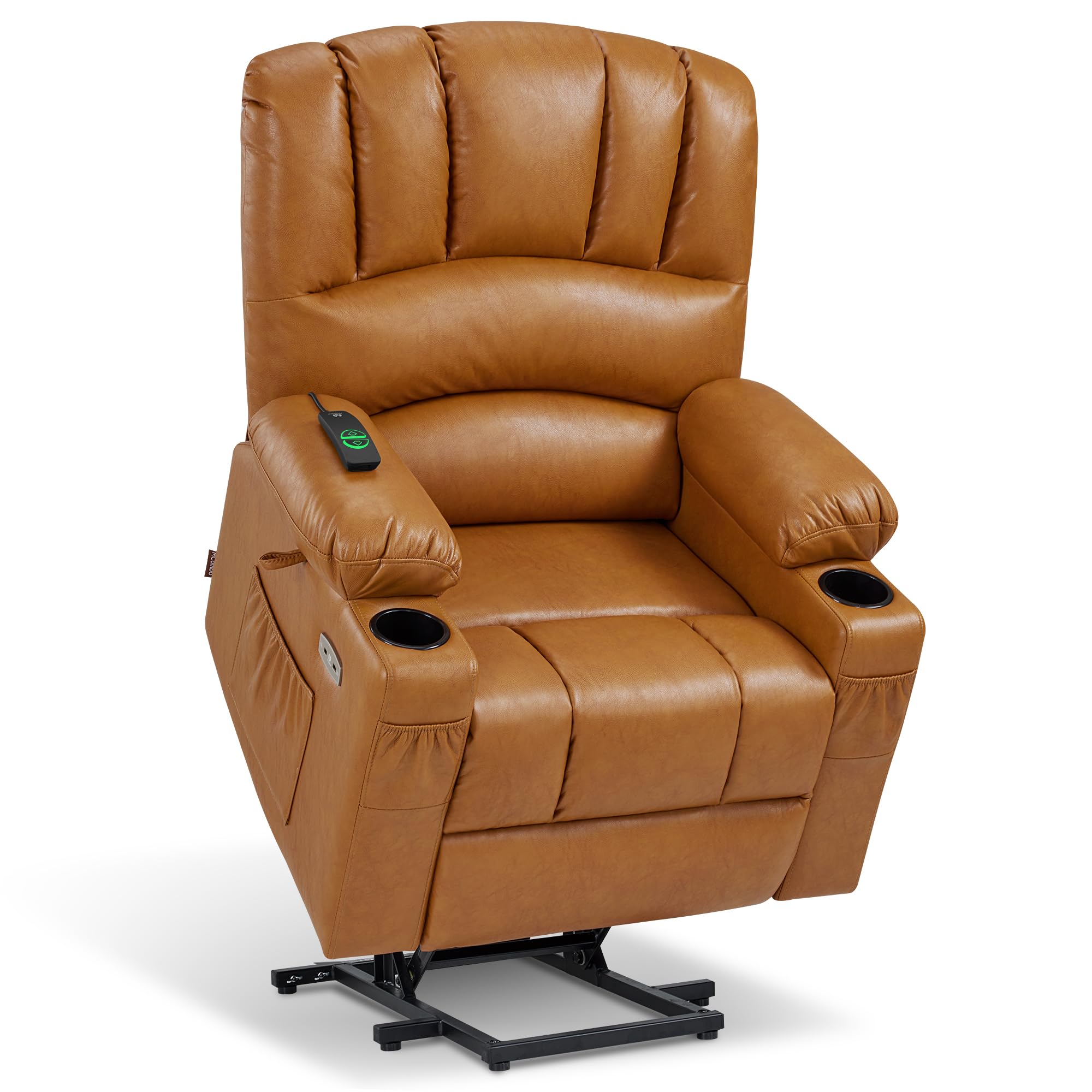 Photo 1 of **MISSING BOX**MCombo Power Lift Recliner Chair for Elderly, Lift Chair with Heat and Massage, USB & Type C Ports, Cup Holders, Faux Leather 7095 (Medium, Tawny)