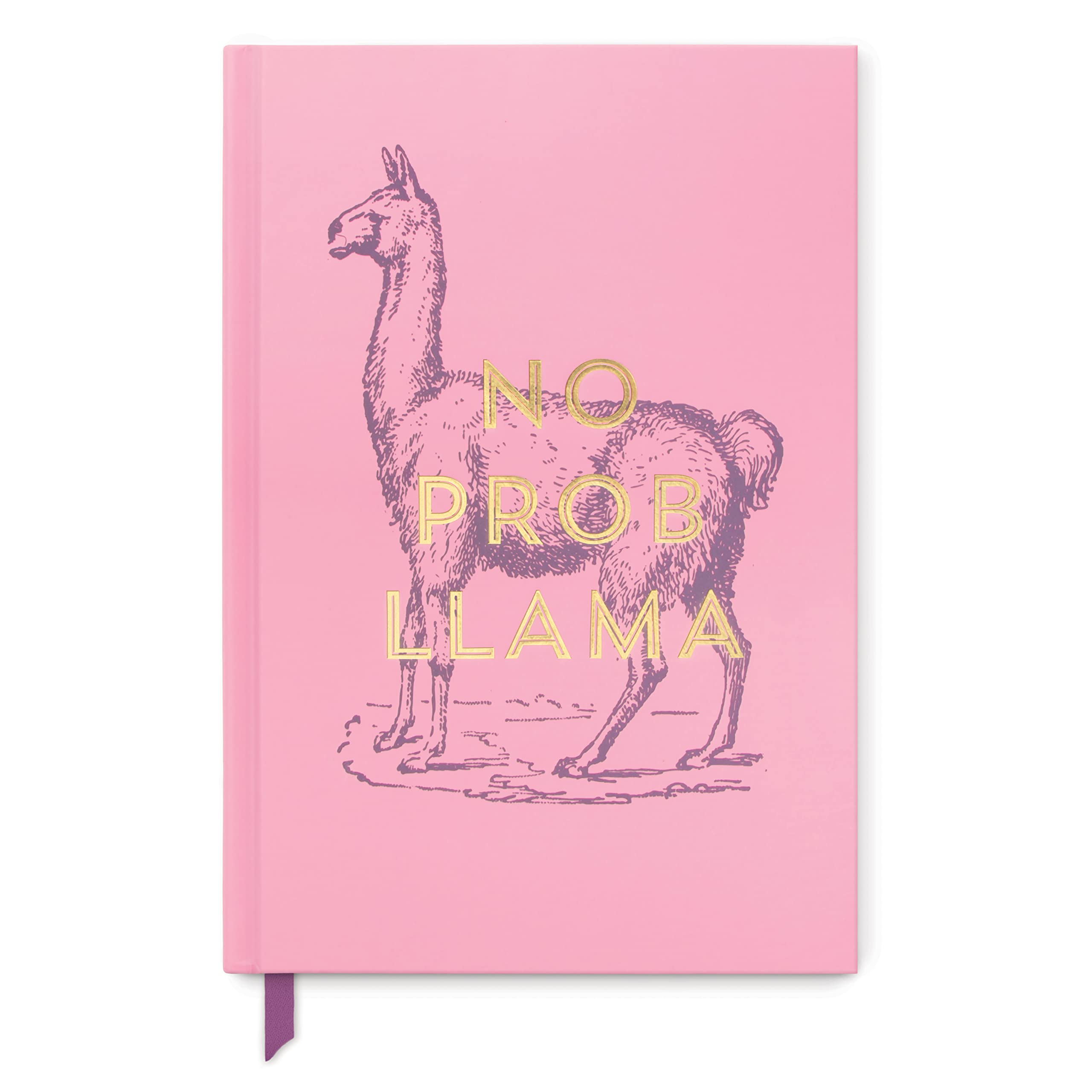 DesignWorks Ink Soft Touch Hardcover Funny Journal Notebook with 240 Lined Pages for Work, Writing, Journaling - Vintage Sass No Prob Llama, 14,6 x 21,6