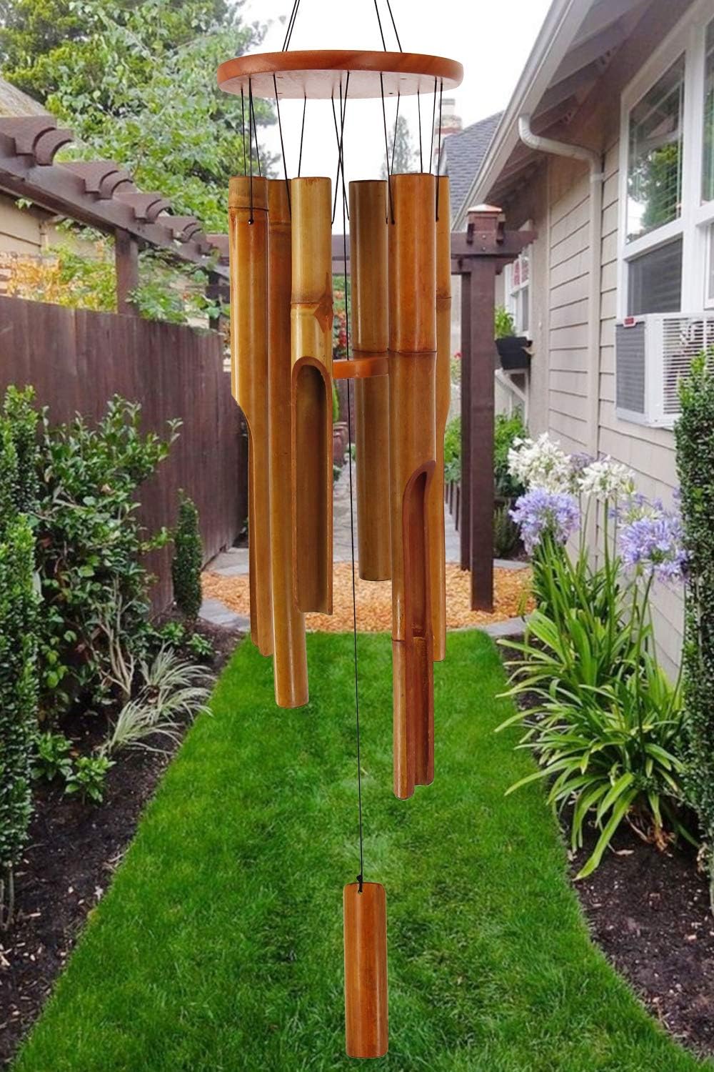 ASTARIN Bamboo Wind Chimes Outdoor, Wooden Wind Chimes for Outside with Melody Deep Tone, 38" Classic Zen Garden Windchime for Relaxation, Grace.Home Décor for Patio, Garden or Indoor : Garden & Outdoor