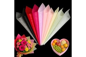 NOTOKE 100 Sheets Multi-Color Tissue Flower Wrapping Paper - 10 Vibrant Colors 11.8"x11.8" Non-woven Waterproof Floral Bouquet Wraps, Each Color 10 Sheets with Removable Lining for Florist Packaging Gift