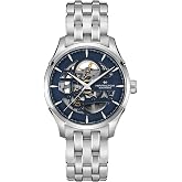 Hamilton Jazzmaster Skeleton Automatic Men's Watch, 40mm Case | Swiss Made, Blue Dial Analog Watch, WR 50m, Sapphire Crystal, 3-Hand Movement, Stainless Steel Strap, Stainless Steel Case