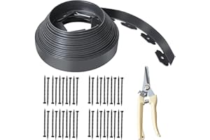 RAIN BUNNY No Dig Landscape Edging,Heavy-Duty Landscape Edging Kit Black 40ft Lawn Edging Include 40 Spikes And Scissors,2 Inch Tall Plastic Lawn Edging for Landscaping,Yard,Lawn Paver,Flower Gardens Borde,Grass