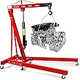 Engine Hoist, 2 Ton (4000lbs) Heavy Duty Folding Hydraulic Engine Crane Hoist Cherry Picker Shop Crane Hoist Lift for Ports, Warehouses, Garage, Factory, 360 Degree Swivel Wheels