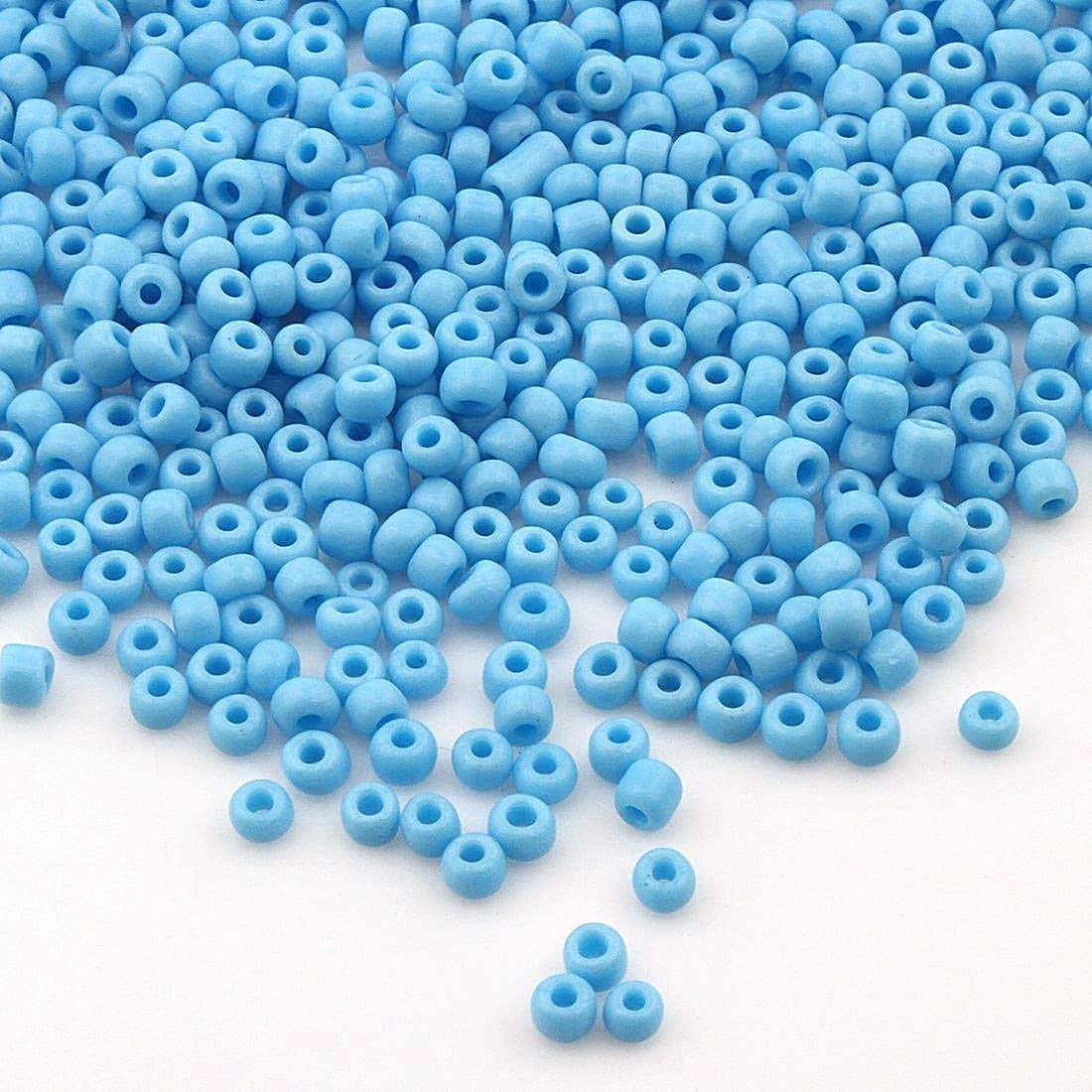 Pack of 3300 Glass Seed Beads 3 mm Opaque Matt 8/0 Pony Beads Opaque Seed Beads Choice of Colours (Blue)
