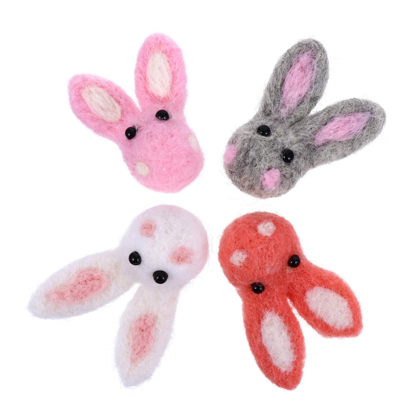 Amosfun 4pcs Wool Felting Rabbits Easter Ornament DIY Easter Needle Felting Bunny Accessories (Assorted Color)