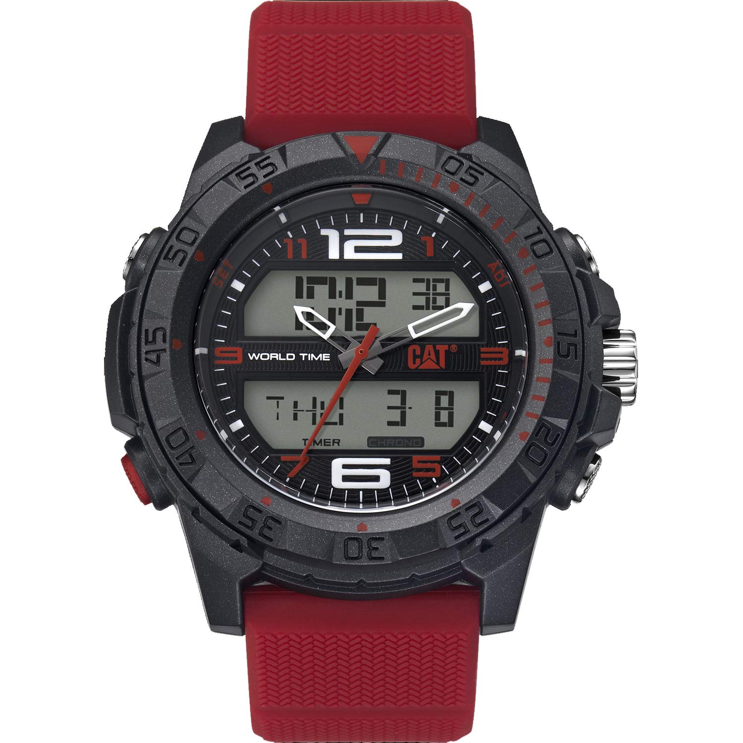 digital watch with red digits
