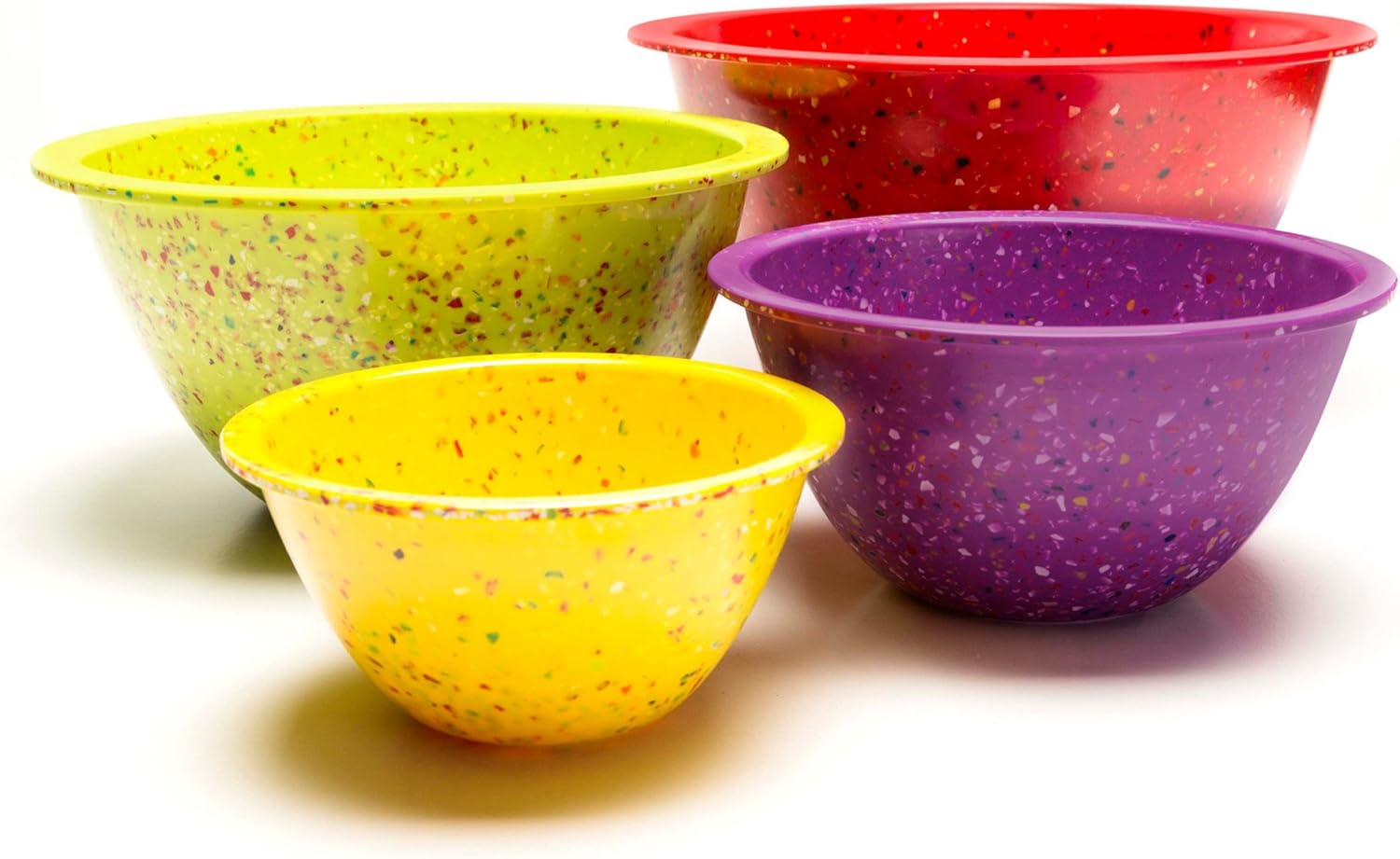 Zak Designs Confetti Mixing Bowl Set, Nesting Bowls for Space Saving Storage, Made with Durable Eco-Friendly Melamine, Great for Prepping and Serving Food (Red, Kiwi & Orchid, 4pcs, BPA-Free): Kitchen & Dining