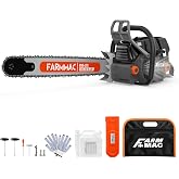 FARMMAC Upgraded F660V 36 Inch Gas Chainsaw, 92CC Power Chain Saws, MS660 | F660VW Upgraded Spark plug &amp; Carburetor 2-Cycle Gasoline 5.2KW 7HP All Parts Compatible with NEOTEC G660 MS660 (F660V+36")
