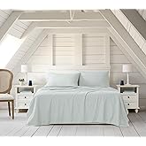 Linen Closet Luxury Cotton Blend 4-Piece Sheet Set, Full, Aqua | Soft Percale Sheets, Cotton Rich Fabric, Brushed for Softness, 13" Deep Pocket, Easy Care, Quick Dry, Durable &amp; Comfortable