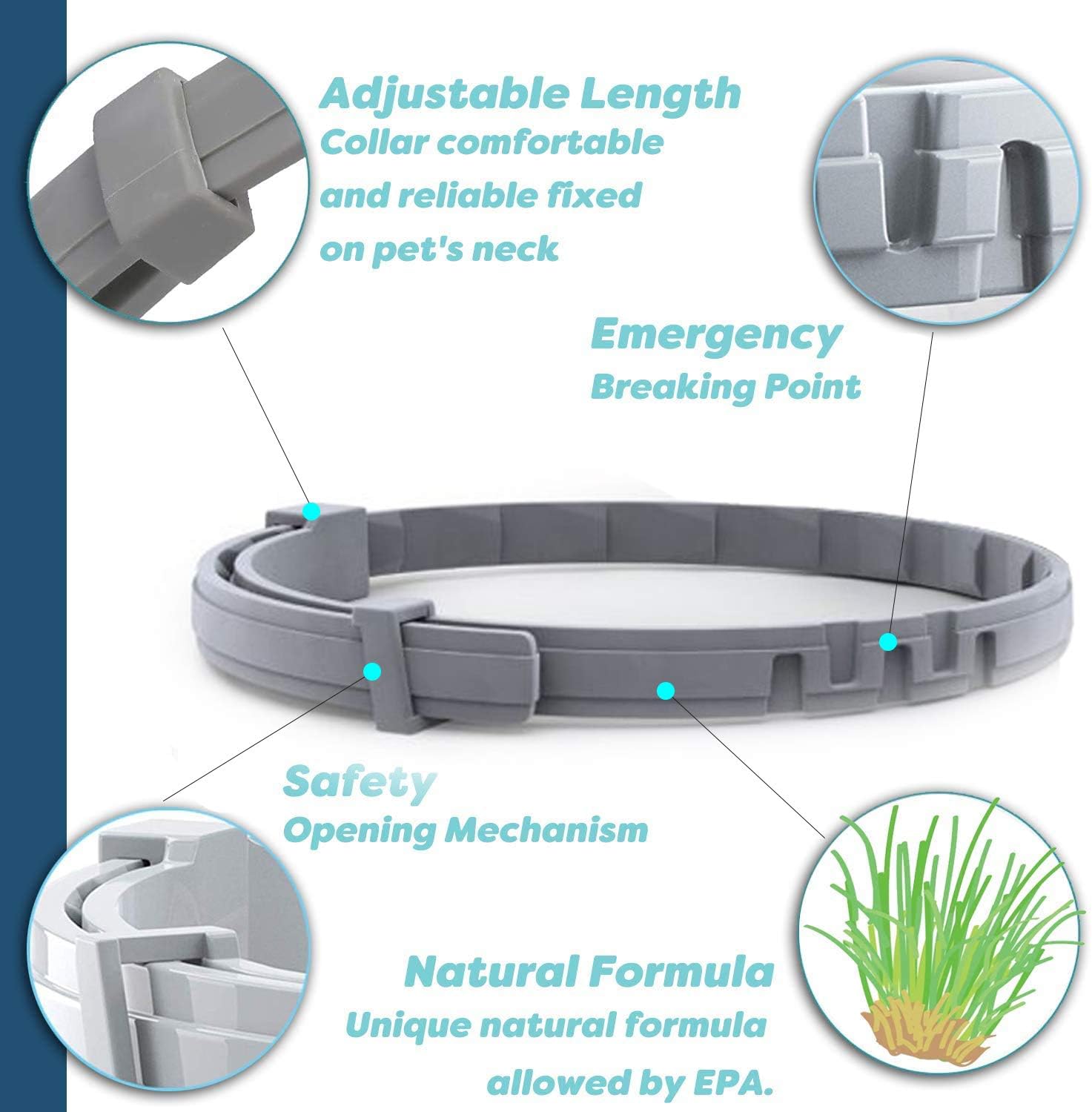 Flea and Tick Collar for Large Dog, Safe, Waterproof, Free Comb, Charity 2 Packs : Pet Supplies