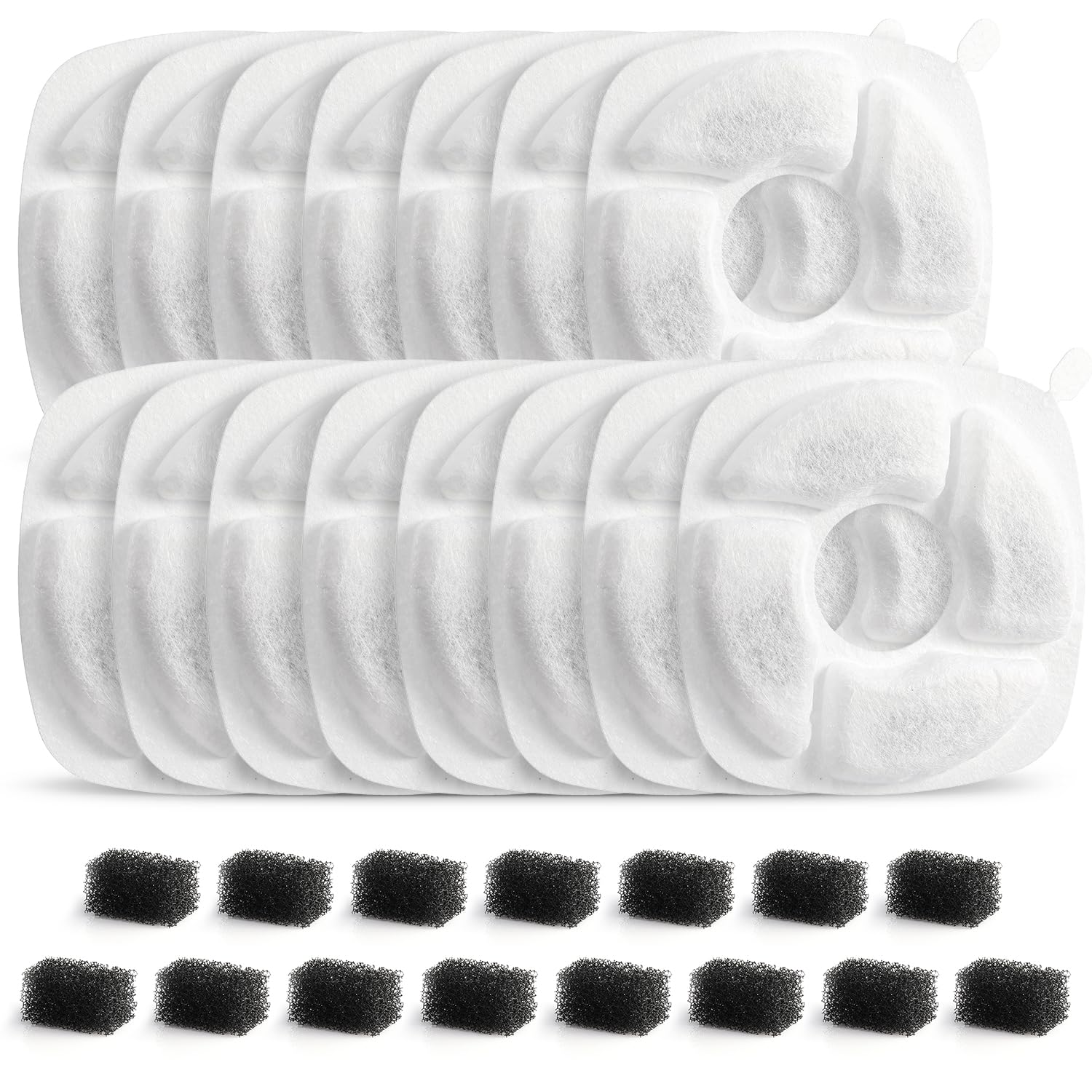 Photo 1 of 30 Pcs Cat Water Fountain Filter, 15 Pack Replacement Filters & 15 Pack Pre-Filter Sponges Fit for Veken 67oz, 95oz, 135oz & 118oz MIUZZY Pet Dog Water Dispenser