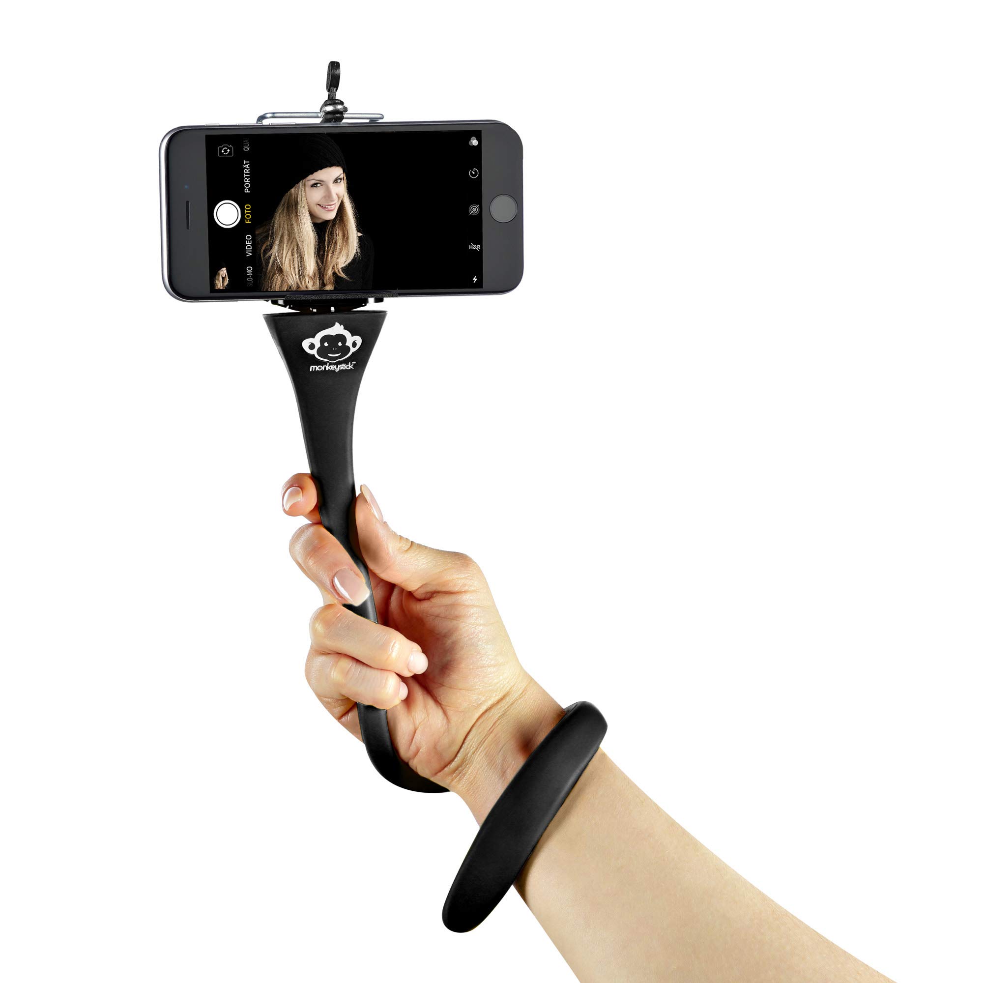 Monkeystick black Flexible Selfie Stick for Mobile Phone & GoPro Flexible Tripod Non-Slip Silicone Coating