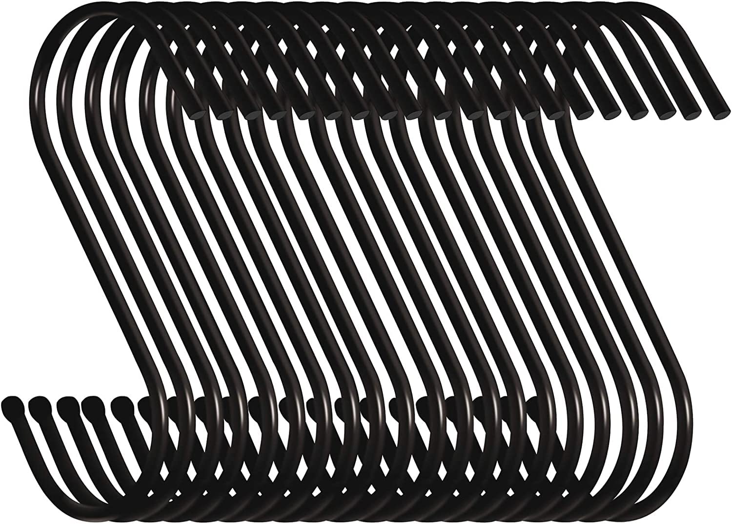 Baoswi 20 Pack Heavy Duty S Hooks 9 cm S Shaped Hanging Hooks Large Hangers for Kitchen, Bathroom, Bedroom and Office(Black)