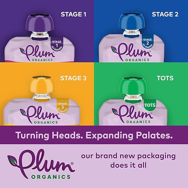 PLUM ORGANICS STAGE 2 ORGANIC BABY FOOD – PEAR + PEA WITH SPINACH – 4 OZ POUCH (PACK OF 6) – ORGANIC FRUIT AND VEGETABLE BABY FOOD POUCH