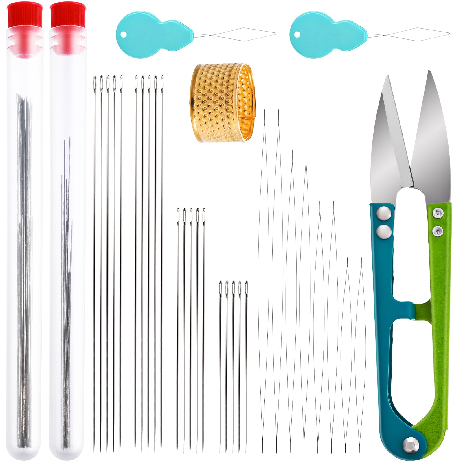 Yolev 28 Pcs Beading Needles Set, Seed Beads Embroidery Needles with Threaders for Jewelry Making