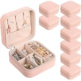 8 Pack Travel Jewelry Case Small Travel Jewelry Box Bridesmaid Gifts Jewelrys Box, PU Leather Small Jewelrys Case Organizer S