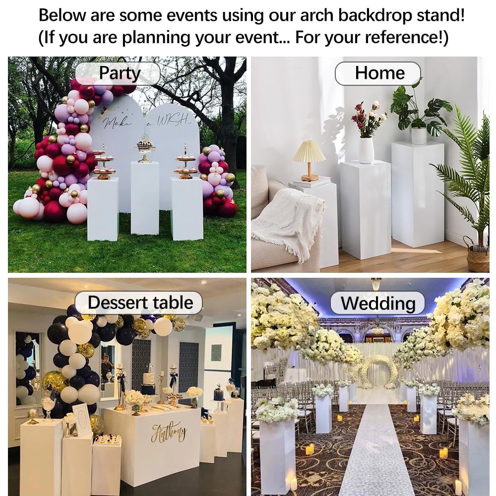 Vincidern 3PCs Metal Pedestal Stand for Party, White Display Stands Pillars for Wedding, Sculpture Display Column Decoration Cube