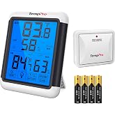 TempPro TempAir Indoor Outdoor Thermometer Digital Wireless Hygrometer | Temperature Humidity Monitor with Jumbo Touchscreen and Backlight Humidity Gauge,LCD