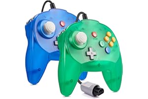 MODESLAB 2 Pack N64 Controller, Wired Gamepad Joystick Replacment Controllers Compatible with N64 Upgrade [ 3D Analog Stick ] - Blue/Green