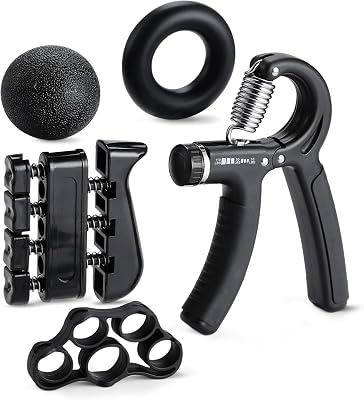 Grip Strength Trainer, Kit Rinforzante Per Avambraccio, 5 Pezzi, Nero