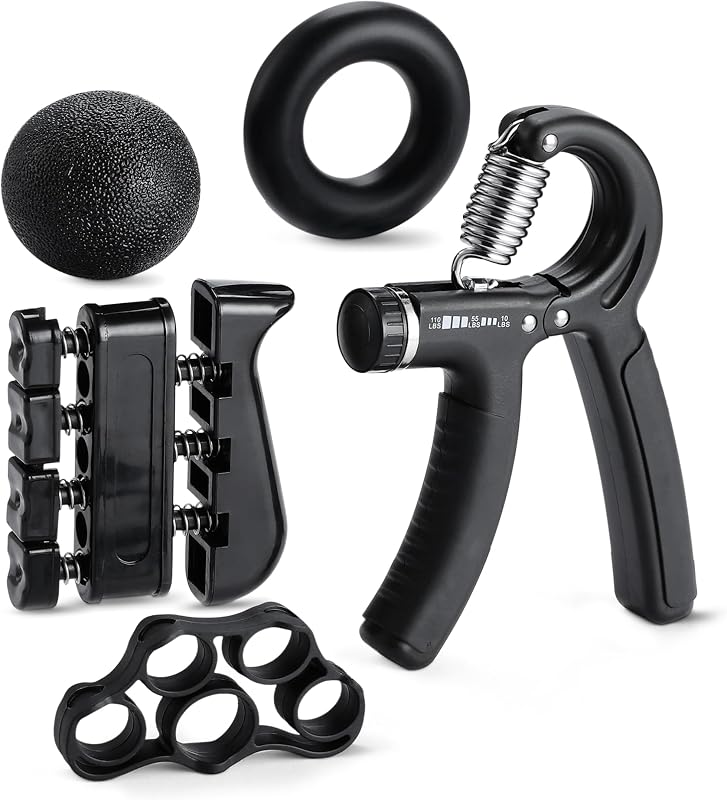 Grip Strength Trainer, Kit Rinforzante Per Avambraccio, 5 Pezzi, Nero