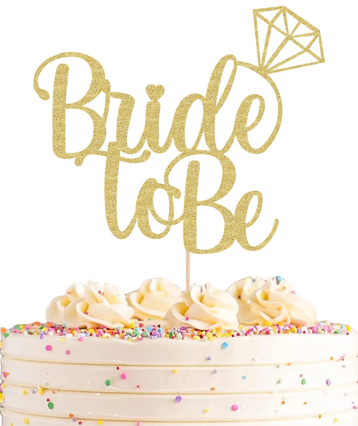 Photo 1 of AHAORAY Bride To Be Cake Topper - Gold Glitter Bridal Shower Cake Decoration Supply - Bridal Wedding Engagement Party Decoration Photo Prop