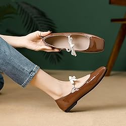 Hee grand Bowknot Mary Jane Flats for Women Shiny