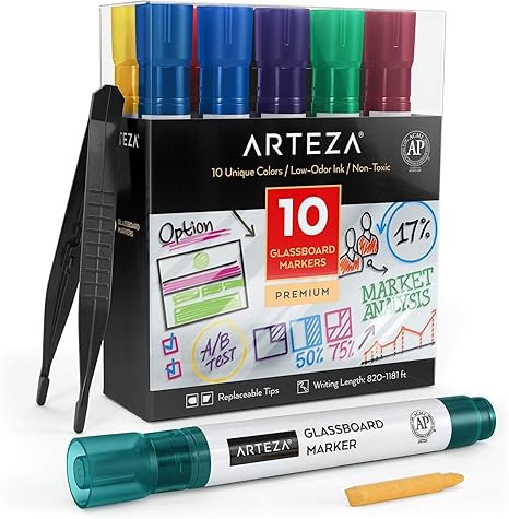 Arteza Dry Erase Markers for Glass 