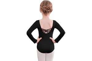 Zaclotre Team Basic Leotards for Girls Long Sleeve Crisscross Ballet Dance Gymnastic Outfits for Kids