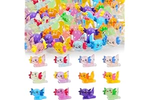 LUGAILLY Mini Resin Axolotl Figures to Hide 36 PCS Tiny Miniature Animal Figurines in Bulk Luminous Small Charm Ornament Glow in The Dark for Aquarium Garden Micro Landscape Potted Dollhouse