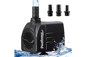 Poafamx 550GPH Submersible Pump 30W, Ultra Quiet Aquarium Water Pump 2000L/H, with 7.2ft High Lift, Adjustable Small Fountain Pump 3 Nozzles for Pond, Hydroponics, Statuary, Fish Tank, Garden