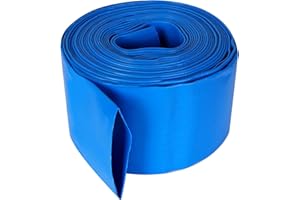 CYEAH 34.5 FT Long Pool Drain Hose 3" Water Pipes, Heavy Duty PVC Discharge Hose Reinforced Pool Backwash Hose, Weather Resistant Flat Drainage Hose for Water Transferring (Blue)