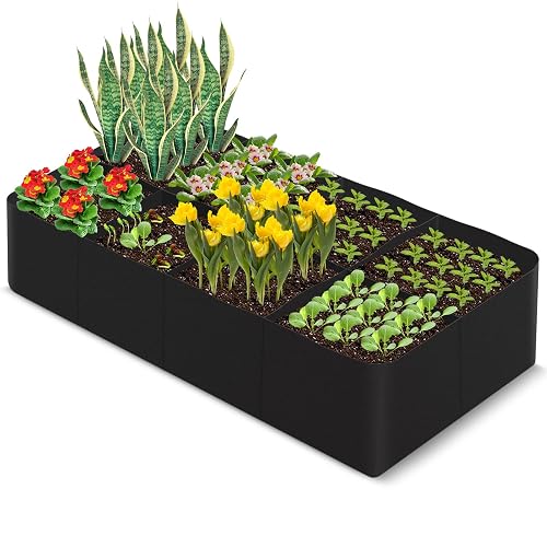 Chuboir Large Fabric Raised Bed for Garden, Rectangular Planting Container Grow Bag with 8 Divided Grids, Outdoor Grow Bag for Growing Vegetables, Plants, Flowers (180 x 90 x 30CM)
