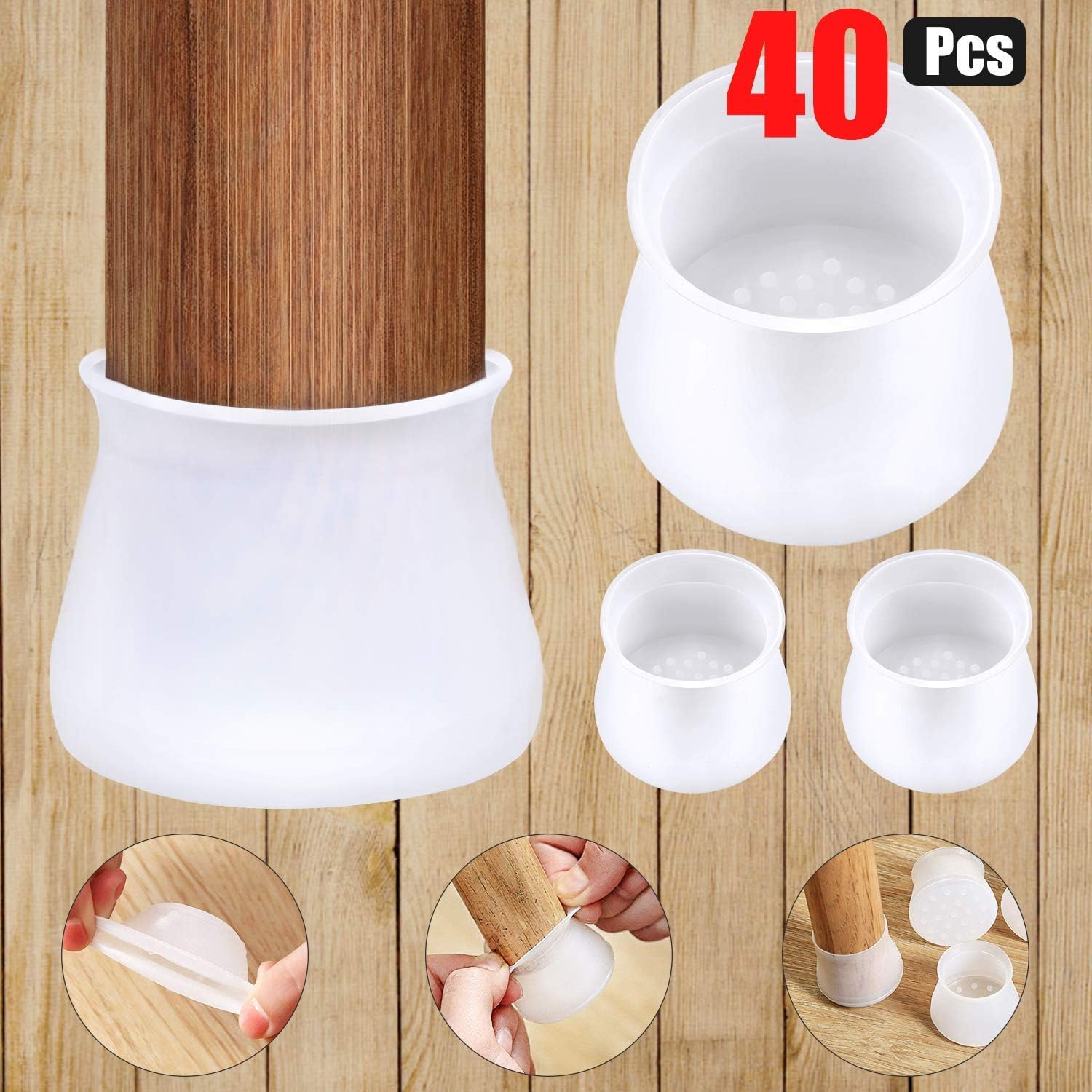 Furniture Silicon Protection Cover for Chair Legs, 40 Pcs Silicone Chair Leg Caps Furniture Leg