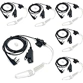SAMCOM Surveillance Radio Earpiece with Mic for Two Way Radios, 2-Wire Air Tube Headset with Mic for Walkie Talkies, 2 Pin Hands-Free Earpieces Compatible with FPCN10A FPCN30A Radios, 6 Pcs