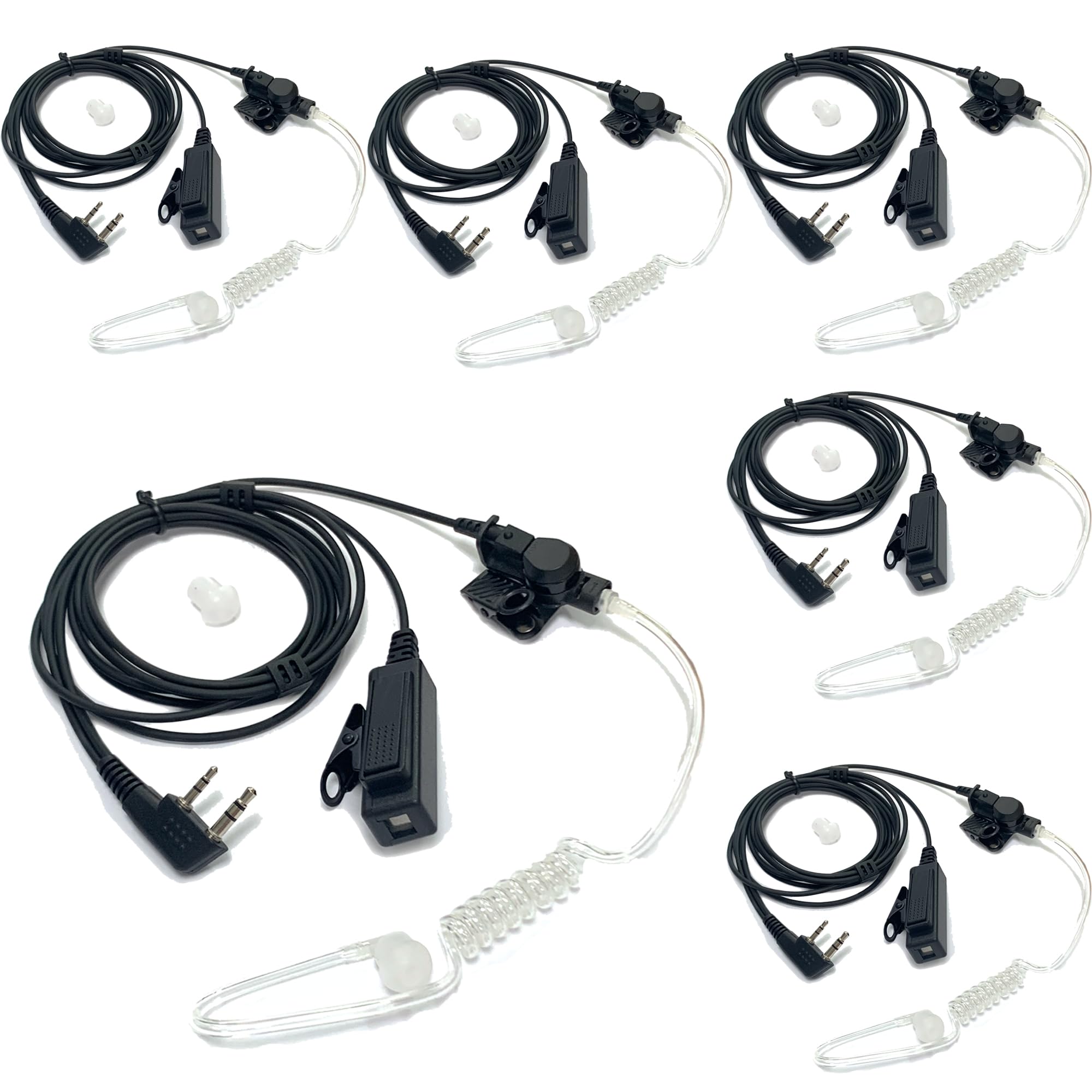 Photo 1 of SAMCOM Surveillance Radio Earpiece with Mic for Two Way Radios, 2-Wire Air Tube Headset with Mic for Walkie Talkies, 2 Pin Hands-Free Earpieces Compatible with FPCN10A FPCN30A Radios, 6 Pcs