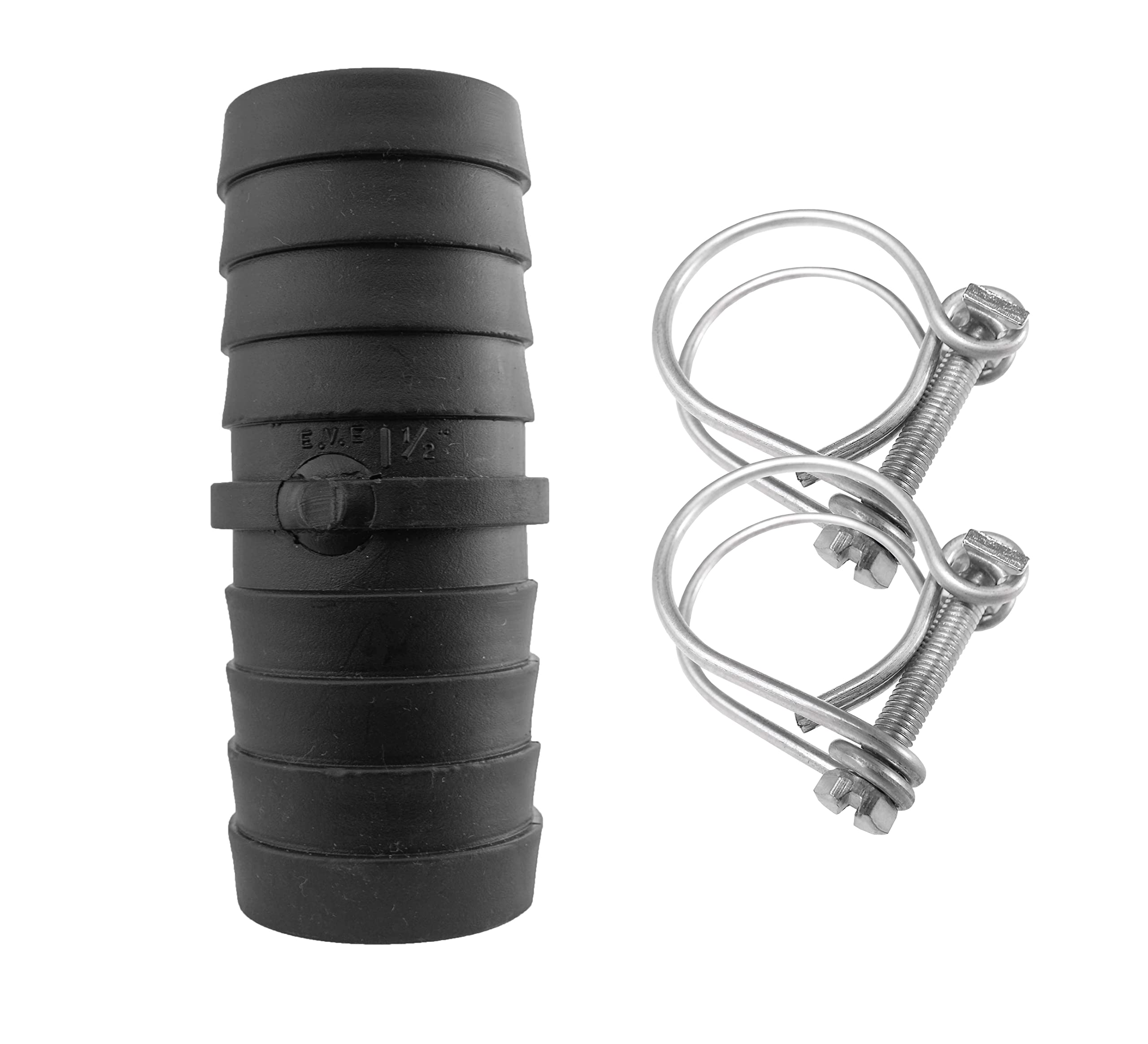 Cost Wise 32mm (1.25") corrugated flexible pond pipe repair joiner/connector/hydroponics fitting+2 x double wire hose clips