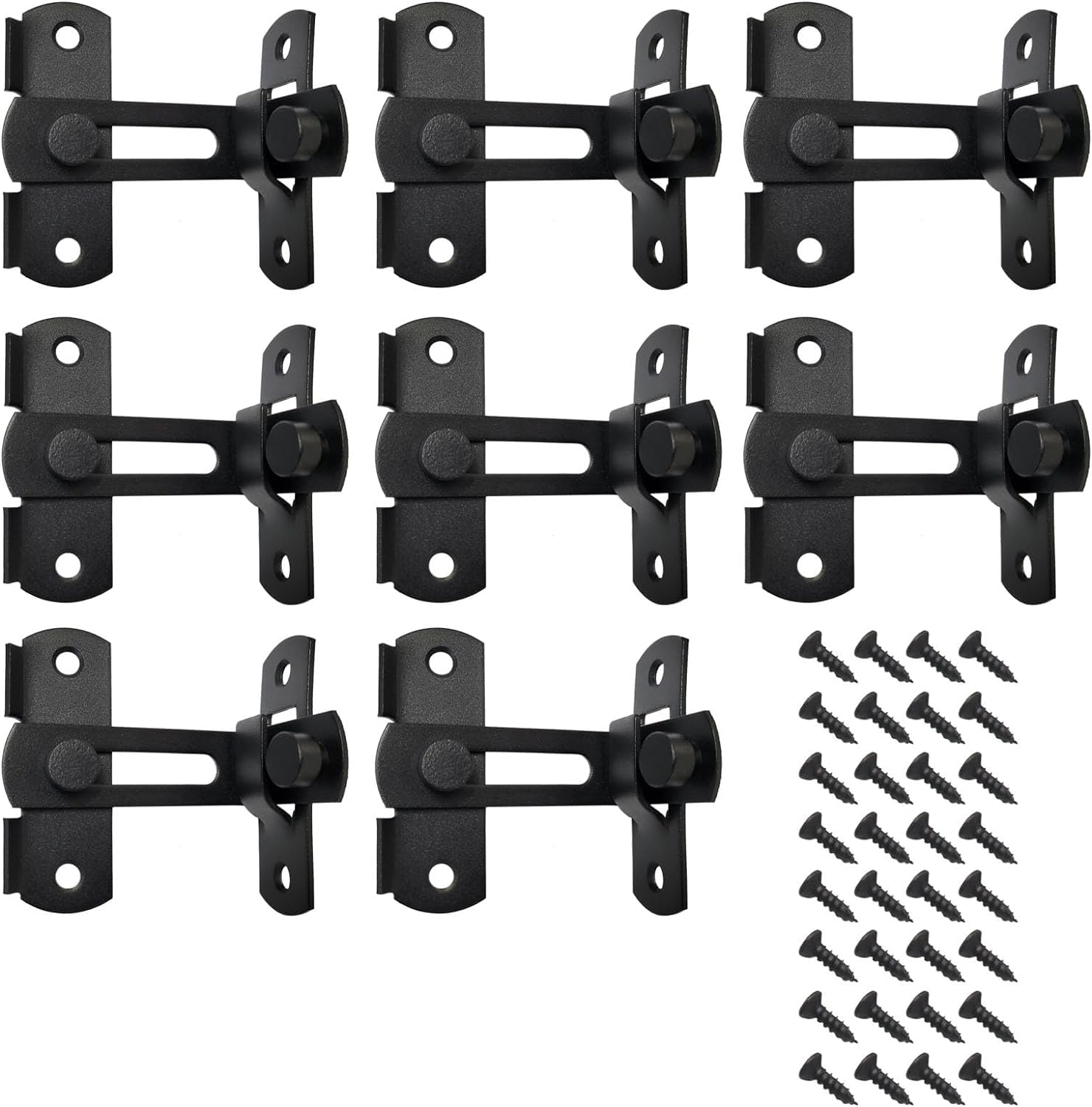 8 Pcs Stainless Steel Flip Gate Latch Security Door Latch Lock for Barn Door/Bathroom/Pet Door/Cabinet Closet/Window/Sliding Door Latch (Black)