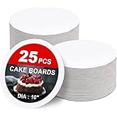 25-Packs Cake Boards 10 inch Round, White Cake Board Rounds, White Cake Circles Rounds Base Food-Grade Cardboard Cake Plate for displaying Cakes, Bread, Desserts(Thin and Sturdy)