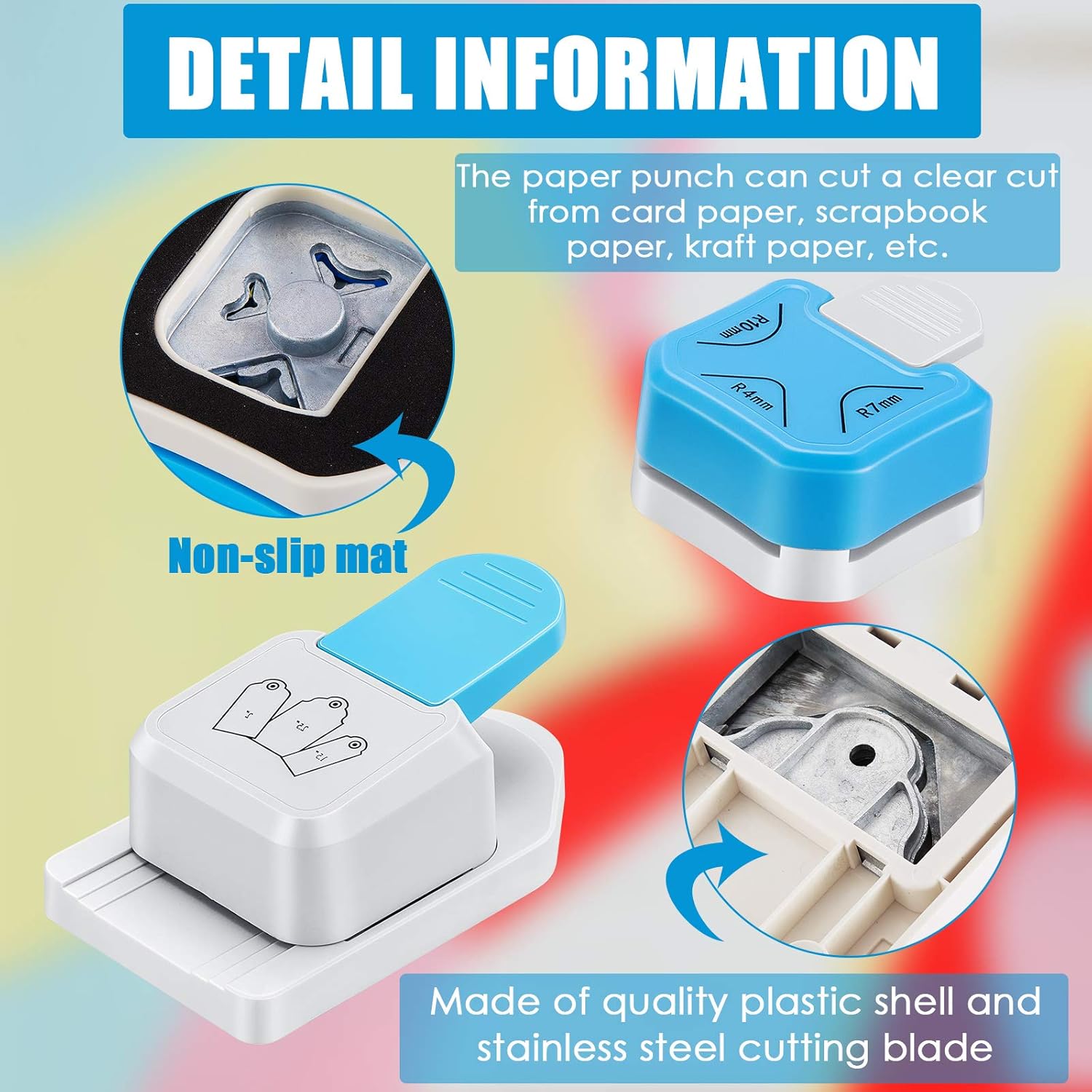 2 Pieces Tag Punch Corner Cutter 3 in 1 Corner Paper Punch Rounder Tag Shape Lever Action Craft Punch for DIY Crafts Projects, Photo Cutter, Card Making Supplies