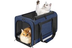 GAPZER Dog Carrier Soft/Cat Crates Large Cat 20 to 25 pounds/Softsided Pet Car Travel Carry Bag 15 Pound Puppy/Top Open Transport Kennel Navy