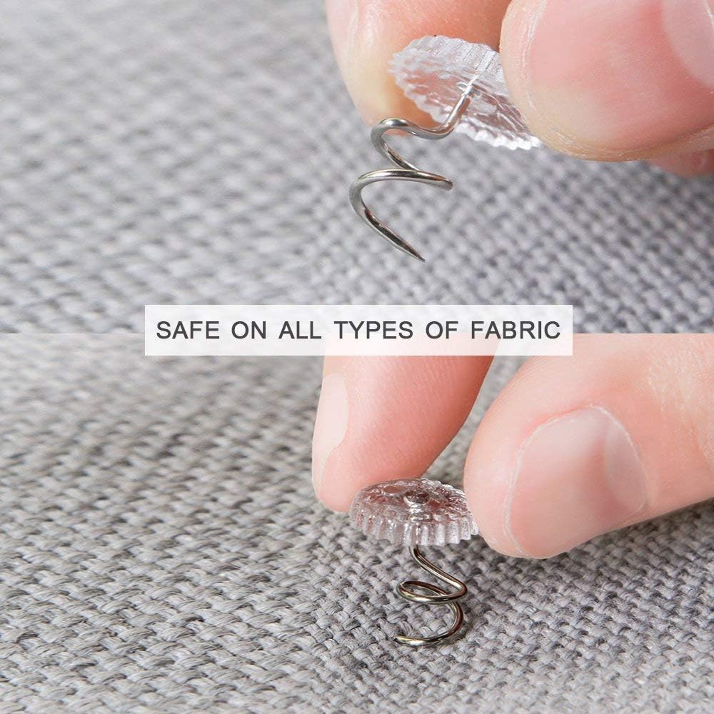 longsen Twist Pins 50 Pcs Bed Skirt Pins with Clear Heads Holds Upholstery Twist Pins Holds Bedskirt, Sheet, Sofa Cushion, Slipcovers Pins for Sewing and Home Decor -