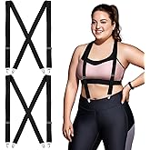 Janmercy 2 Pcs Hidden Suspenders for Women Pants Under Clothes 1" Width Thin X Back Ladies Suspenders for Jeans Undergarment