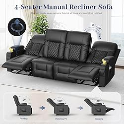 FURNIMAT Oversized Recliner Sofa Set with 4+1+1