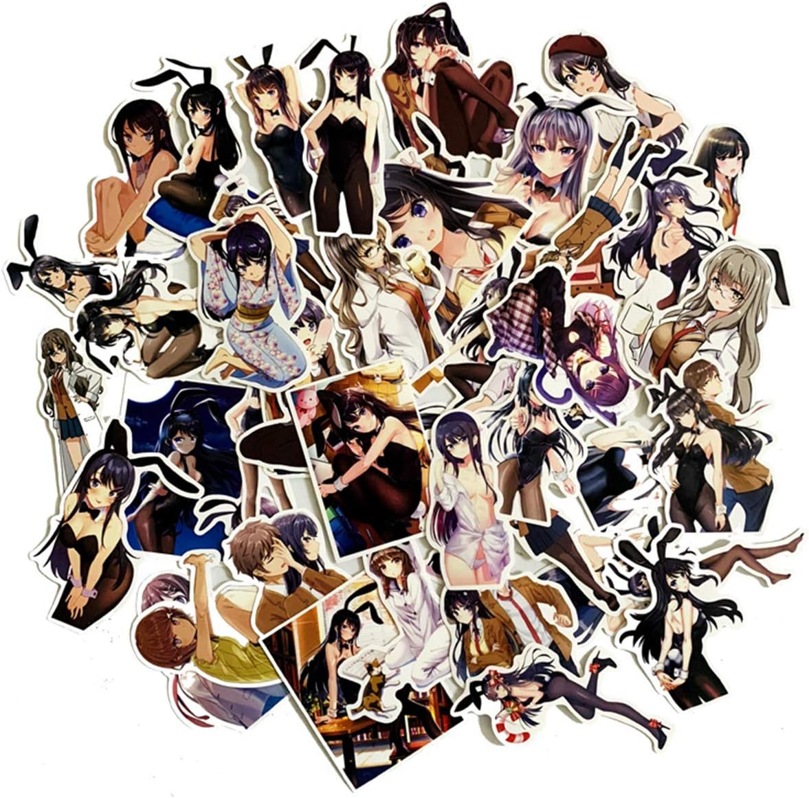 Anime Sexy Hot Bunny Girl Laptop Stickers for Adult, Cute Lady&Loli Water Bottle Travel Case Car Skateboard Motorcycle Bicycle Luggage Guitar Bike Decal 50 Pcs (Hot Girl)