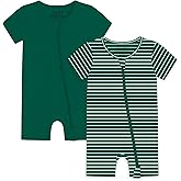 Jimonda Baby Boy Girl 2 Pack Pajamas Cotton Short Sleeve Footless Romper 2 Way Zipper One Piece Outfit Clothes