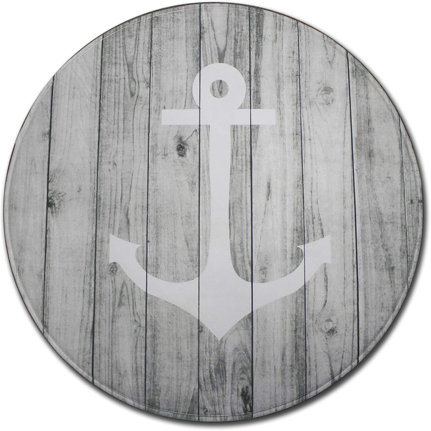 Amazon Com Goodbath Nautical Anchor Round Area Rugs Non Slip Fabric Floor Mat Carpet For Bedroom Living Room Study Room Playroom 3 Feet Grey White Kitchen Dining