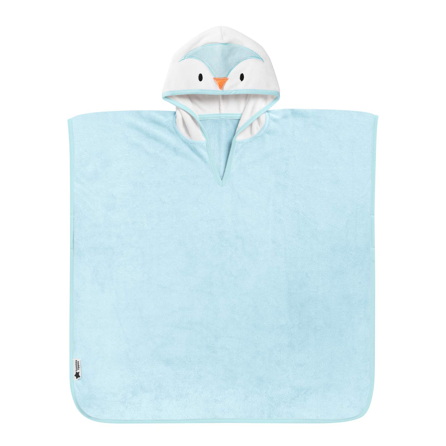 Tommee Tippee Splashtime Hooded Poncho Towel, Highly Absorbent and Super Soft Microfibre Material, Hypoallergenic, 2-4 Years, Percy the Penguin Grofriend, Blue