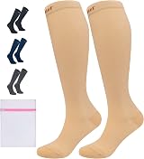 360 Relief 2 Pairs Compression Socks 15-20 mmHg Beige 4XL Travel Flight